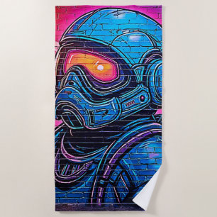 Toalla De Playa Astronauta Neon Cyberpunk
