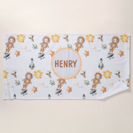 Toalla De Playa Astronauta y aventura espacial adorable