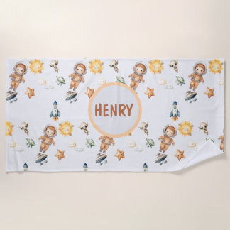 Toalla De Playa Astronauta y aventura espacial adorable