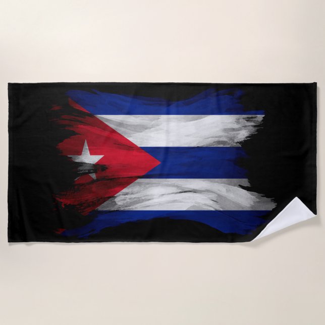 Toalla De Playa Ataque de pincel de la bandera de Cuba, bandera na (Anverso)