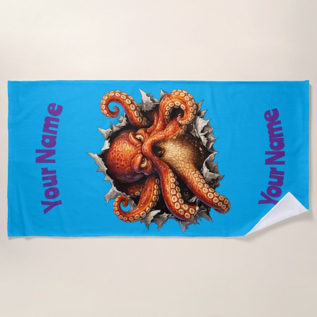 Toalla De Playa Ataque de Pulpo (Anverso)