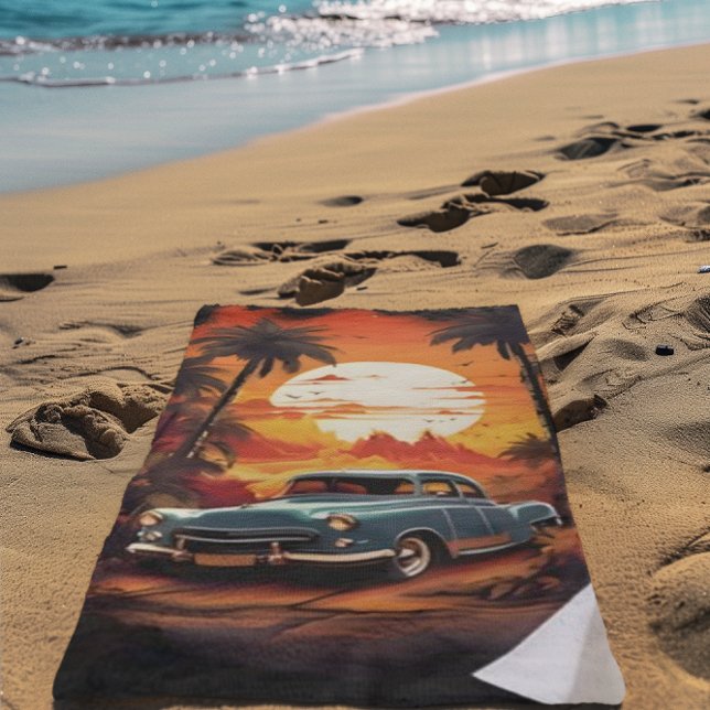 Toalla De Playa Atardecer de coches de época: regalo para los aman (Subido por el creador)