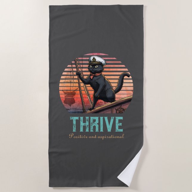 Toalla De Playa Atardecer de gato negro: un viaje a VIAJAR (Anverso)