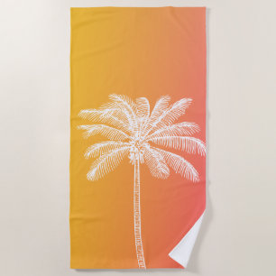 Toalla De Playa Atardecer de palmera blanca tropical