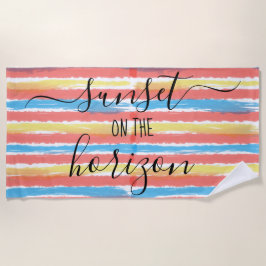 Toalla De Playa Atardecer en las franjas acuáticas del horizonte