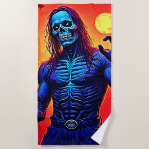 Toalla De Playa Atractivo Demonio Zombie En El Diseño De La Ciudad