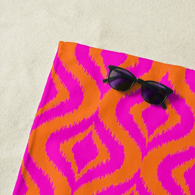Toalla De Playa Atractivo patrón artístico Ogee Ikat de verano en  (In situ)
