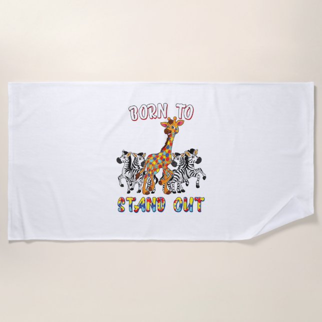 Toalla De Playa Autismo Sensibilización A Niños Camisas Nacidas Pa (Anverso)