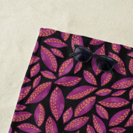 Toalla De Playa Autumn Leaves Purple Black Beach Towel
