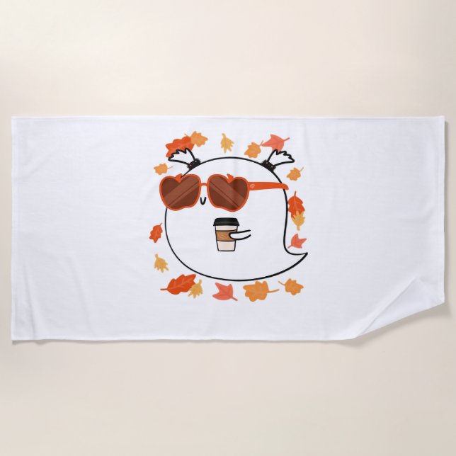 Toalla De Playa Autumn Vibes Cute Ghost Classic T-Shirt (Anverso)