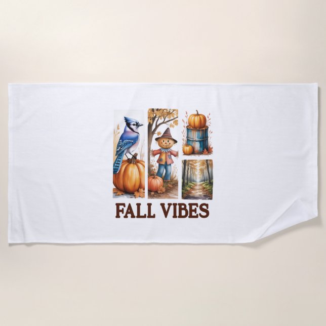 Toalla De Playa Autumn Vibes Fall Vibes (Anverso)