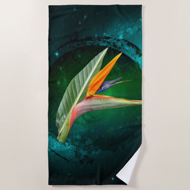 Toalla De Playa ave de moda del paraíso floral (Anverso)