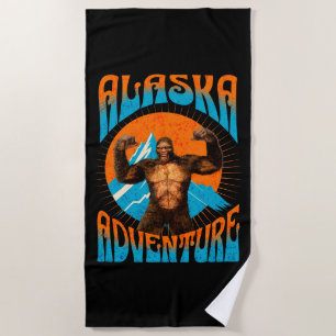 Toalla De Playa Aventura Retro de Sasquatch en la Montaña de Alask