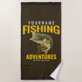 Toalla De Playa Aventuras de pesca personalizadas: pescador de baj