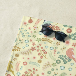 Toalla De Playa Aves y ramas de Shabby Amarillo