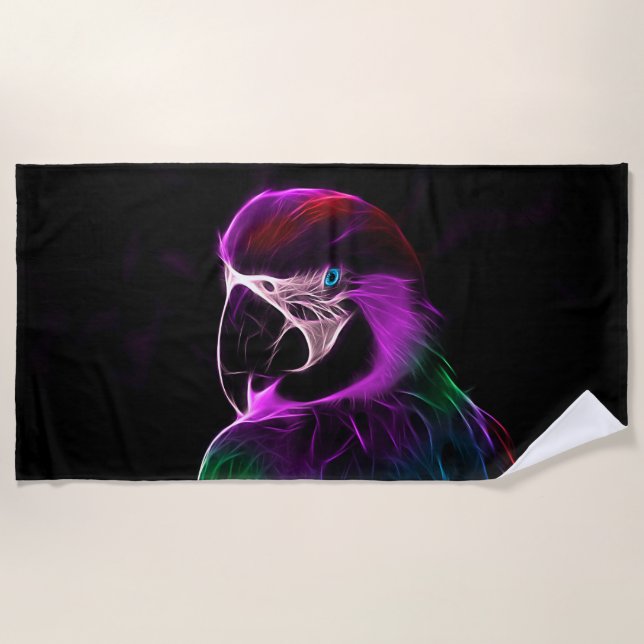 Toalla De Playa Awesome Plum Glow Parrot (Anverso)
