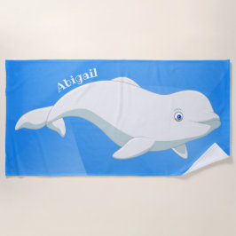Toalla De Playa Azul ballena Beluga personalizado, océano Ártico b