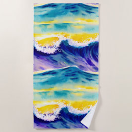 Toalla De Playa Azul cielo acuarela tiempo de verano Vacaciones