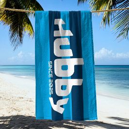 Toalla de playa azul de Groom Aqua y Navy de Nueva