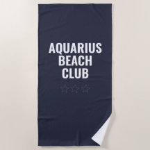 Toalla de playa azul moderna simple signo zodiacal