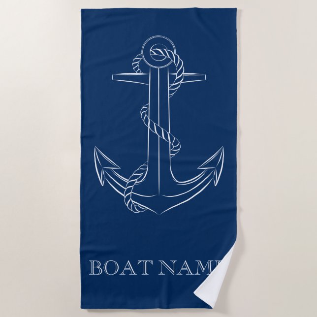 Toalla De Playa Azul Nautical Spirit Anchor Navy (Anverso)