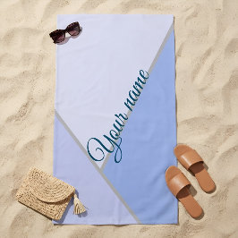 Toalla De Playa Azul pastel personalizado ColorBlock Geométrico