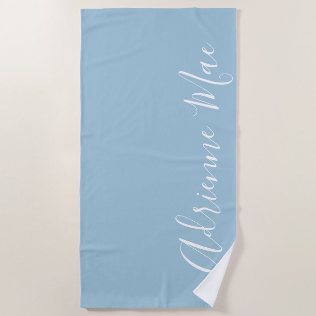 Toalla De Playa Azul suave simplemente personalizado (Anverso)