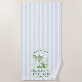 Toalla de playa azul y verde retro moderna para de