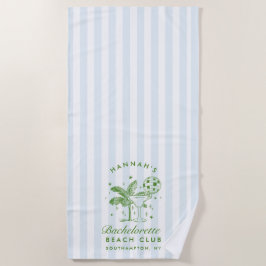 Toalla de playa azul y verde retro moderna para de