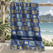 Azulejo de limón cítrico mediterráneo azul turques