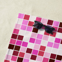 Toalla De Playa Azulejos de Piscina, Baldosas Mosaico Rosa, Patrón