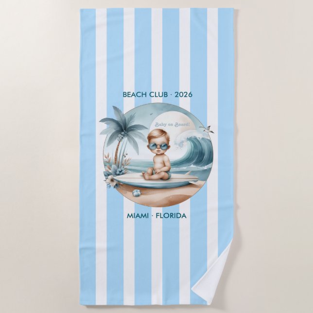 Toalla De Playa Baby on Board Beach Club Baby Shower (Anverso)
