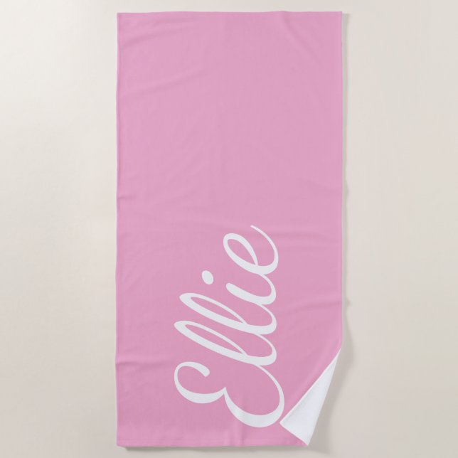 Toalla De Playa Baby Pink Bliss | Custom Name Cursive Script (Anverso)