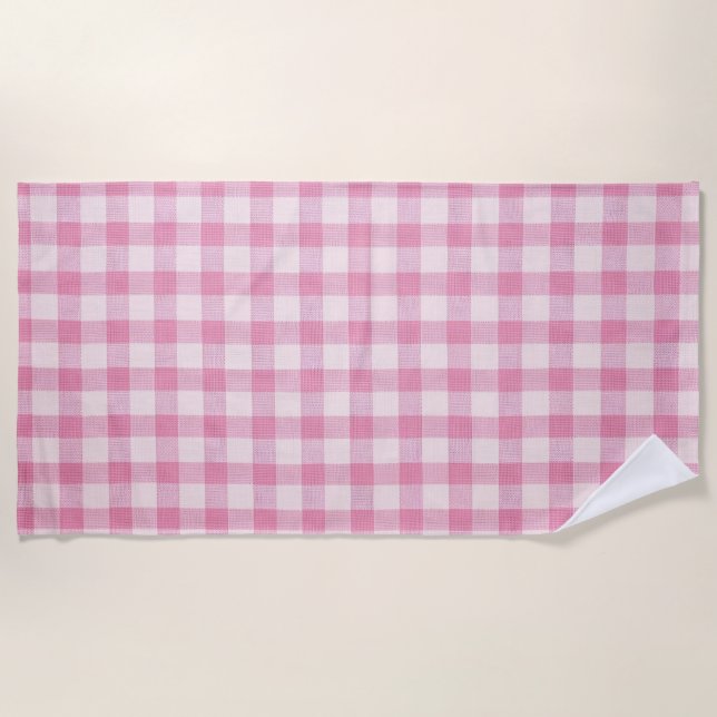 Toalla De Playa Baby Pink Gingham (Anverso)