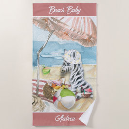 Toalla De Playa Baby Zebra Personalizada Beach Blanket