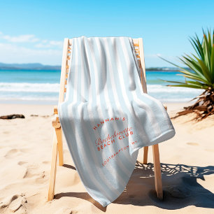 Toalla De Playa Bachelorette Blue & Red Retro Moderno