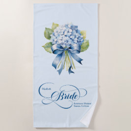 Toalla De Playa Bachelorette de Blue Hydrangea Bouquet Bride