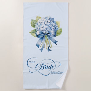 Toalla De Playa Bachelorette de Blue Hydrangea Bouquet Bride