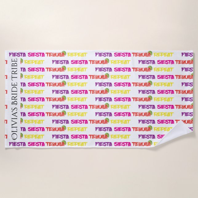 Toalla De Playa Bachelorette Fiesta Siesta Tequila Repetir (Anverso)