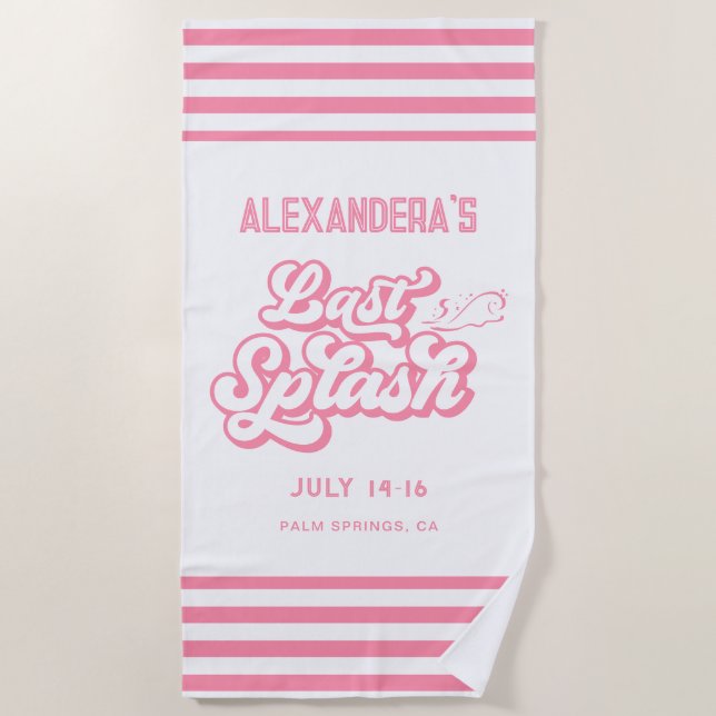 Toalla De Playa Bachelorette Pink Last Splash (Anverso)