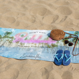 Toalla De Playa Bachelorette Tropical Palms Neon | Monograma