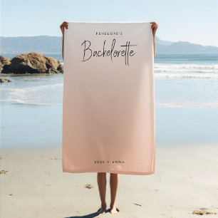 Toalla De Playa Bachelorette Weekend   Pase Coral Ombre Elegante