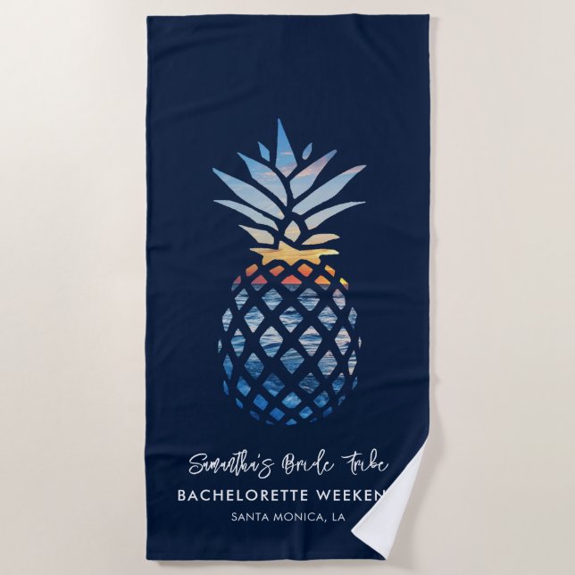 Toalla De Playa Bachelorette Weekend Seaside Fiesta Pineapple (Anverso)