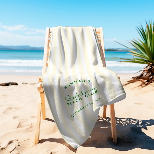 Toalla De Playa Bachelorette Yelloe y Green Retro Moderno (Bachelorette Yelloe & Green Retro Modern Beach Towel)