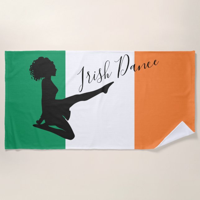 Toalla De Playa Bailarina irlandesa y bandera de Irlanda baile sua (Anverso)