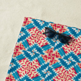 Toalla De Playa Baldosas Eclécticas Boho Rojo Turquesa X.