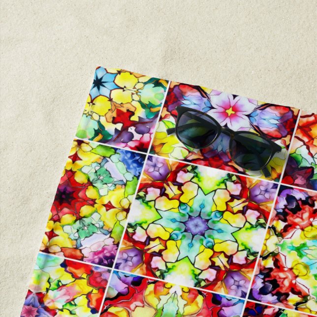 Toalla De Playa Baldosas mediterráneas, mosaicos de tinta de alcoh (In situ)