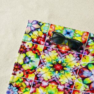 Toalla De Playa Baldosas mediterráneas, mosaicos de tinta de alcoh