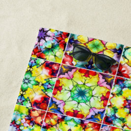 Toalla De Playa Baldosas mediterráneas, mosaicos de tinta de alcoh