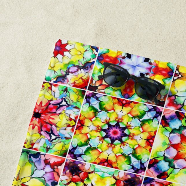 Toalla De Playa Baldosas mediterráneas, mosaicos de tinta de alcoh (In situ)